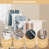 2-level laundry drying rack with height adjustable wings, wave-shaped bars, and practical sock clips for efficient.
