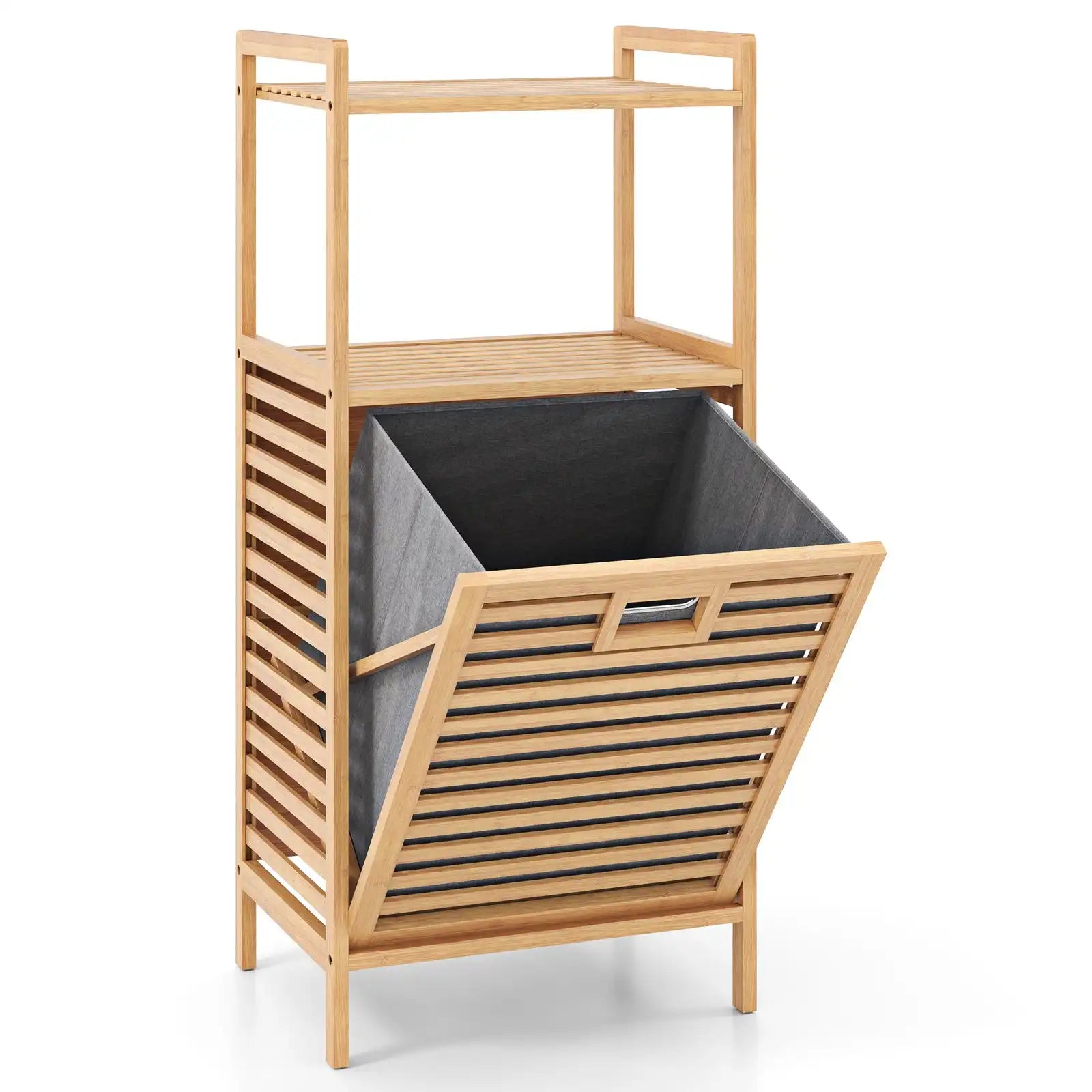 Costway 2-Tier Tilt-Out Laundry Hamper Foldable Removable Basket 512748693 New