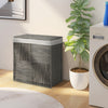 Gray 29-gallon laundry hamper with removable liner bag and convenient handles, perfect for bedroom or bathroom use.