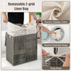 Gray 29-gallon laundry hamper with removable liner bag, featuring two compartments for clothing classification and.