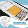 Laundry hamper with wheels featuring 3 sections and 2 liner bags for easy sorting of clothes and toys.