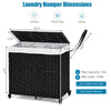 Laundry hamper with lid and wheels in black, featuring a 125L capacity for clothes and toys, ideal for easy transport.