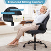 Ergonomic black leather office chair with flip-up armrests, high-density sponge cushion, and adjustable backrest for.