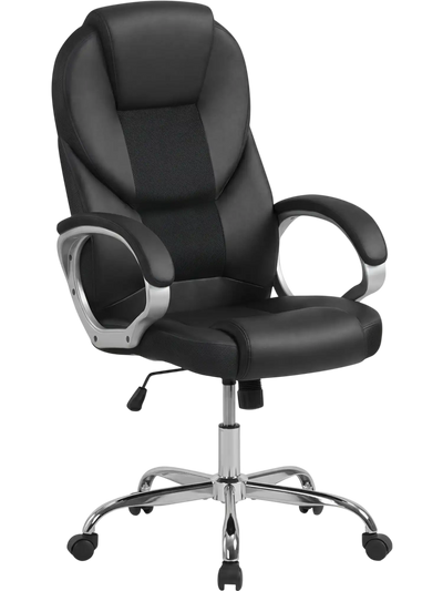 Costway Ergonomic Leather Mesh Executive Office Chair Padded Armrests Rocking Backrest 39728023 New