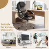 Ergonomic black leather office chair with padded armrests and adjustable backrest, ideal for home and office use.
