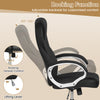 Ergonomic black office chair with adjustable rocking backrest and padded armrests for customized comfort and support.