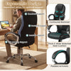 Ergonomic leather office chair with padded armrests, adjustable backrest, and thick waterfall seat cushion for comfort.