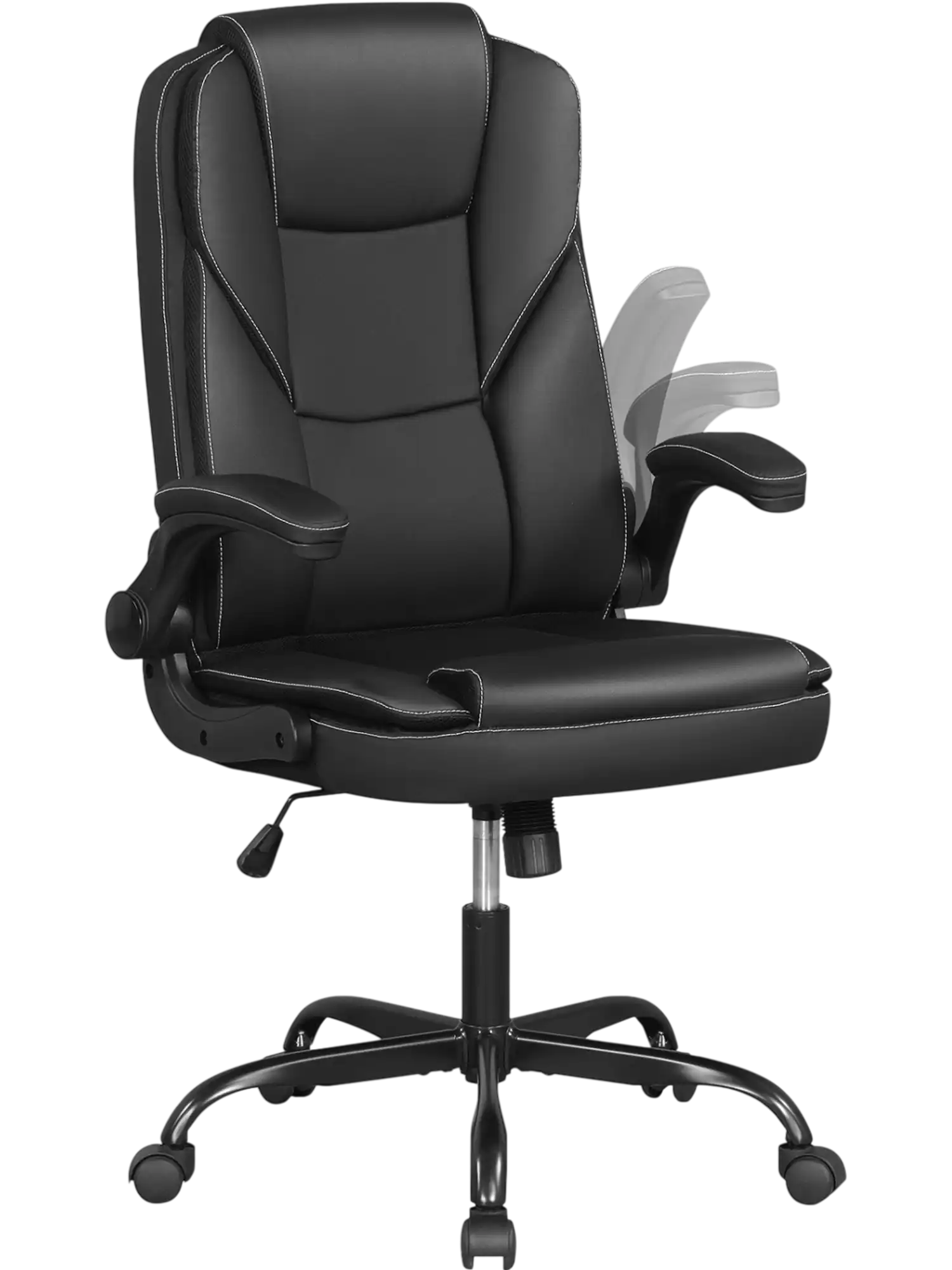 Costway Ergonomic Leather Office Chair Flip-Up Armrests Rocking 80212709 New