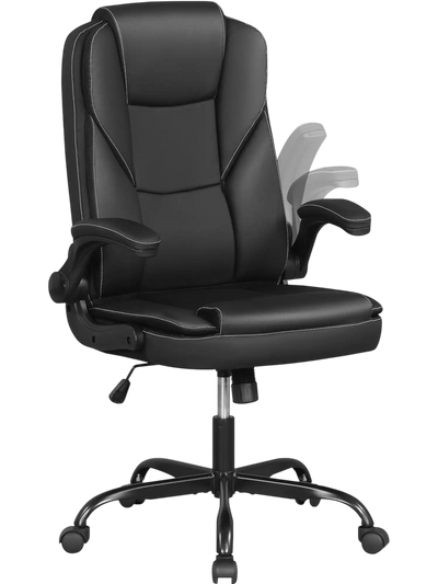 Costway Ergonomic Leather Office Chair Flip-Up Armrests Rocking 80212709 New