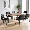 Set of two leather office reception chairs with cushioned seats and ergonomic backrests, ideal for meeting rooms.