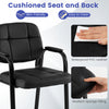 Cushioned black leather office chair with padded armrests and waterproof PVC leather, ideal for reception areas.