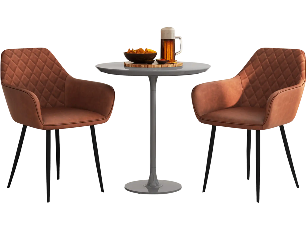 Leisure dining chair set of 2 with curved backrest and wide seat in coffee color, perfect for living or dining rooms.