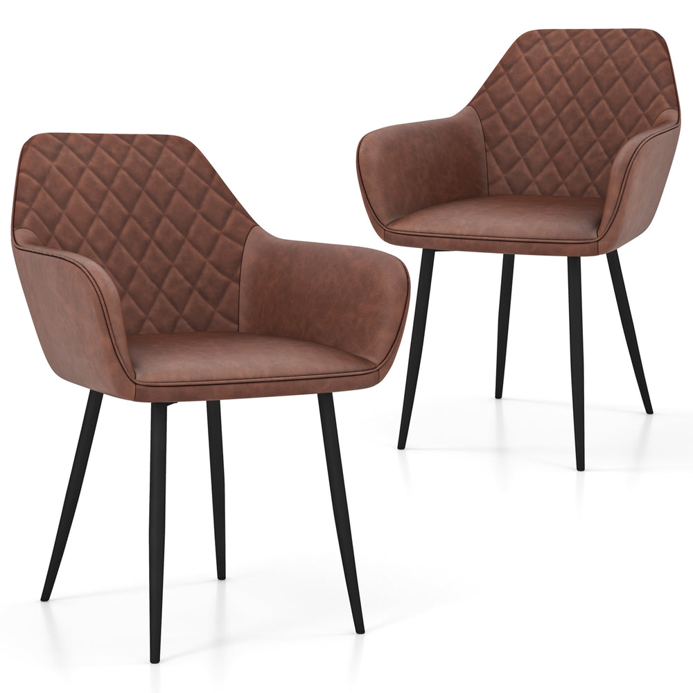 Leisure dining chair set of 2 in coffee color with curved backrest and wide seat, perfect for dining or living rooms.