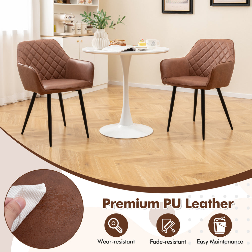 Leisure dining chair set of 2 in coffee color with curved backrest and wide seat, ideal for living or dining rooms.