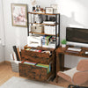 Rustic brown lateral file cabinet with lock and 4-tier bookshelf, ideal for home or office organization and decor.