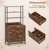 Rustic brown lateral file cabinet with lock, featuring a spacious file drawer and a 4-tier bookshelf for home or office.