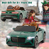 Kids ride-on Bentley Bacalar in green with remote control, safety features, and multimedia panel for fun driving.