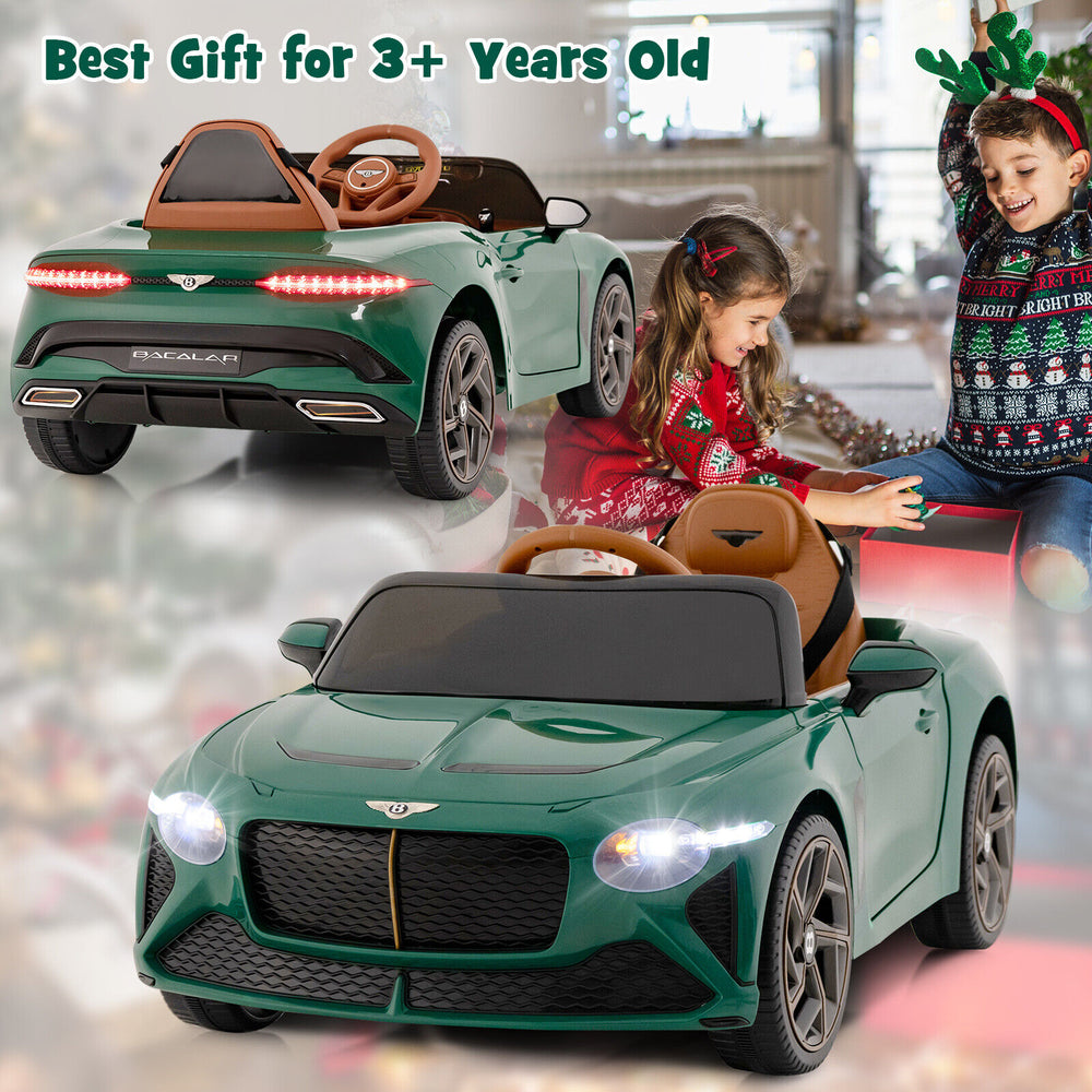 12V Powered Car Kids Ride-on Racer Car Licensed Bentley Bacalar-Green - Gallery View 1 of 13