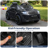 Licensed Land Rover kids ride-on car in black, featuring manual and remote control, for outdoor adventures.