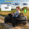 Licensed Land Rover kids ride-on car in black, featuring dual 35W motors and 12V battery for outdoor adventures.