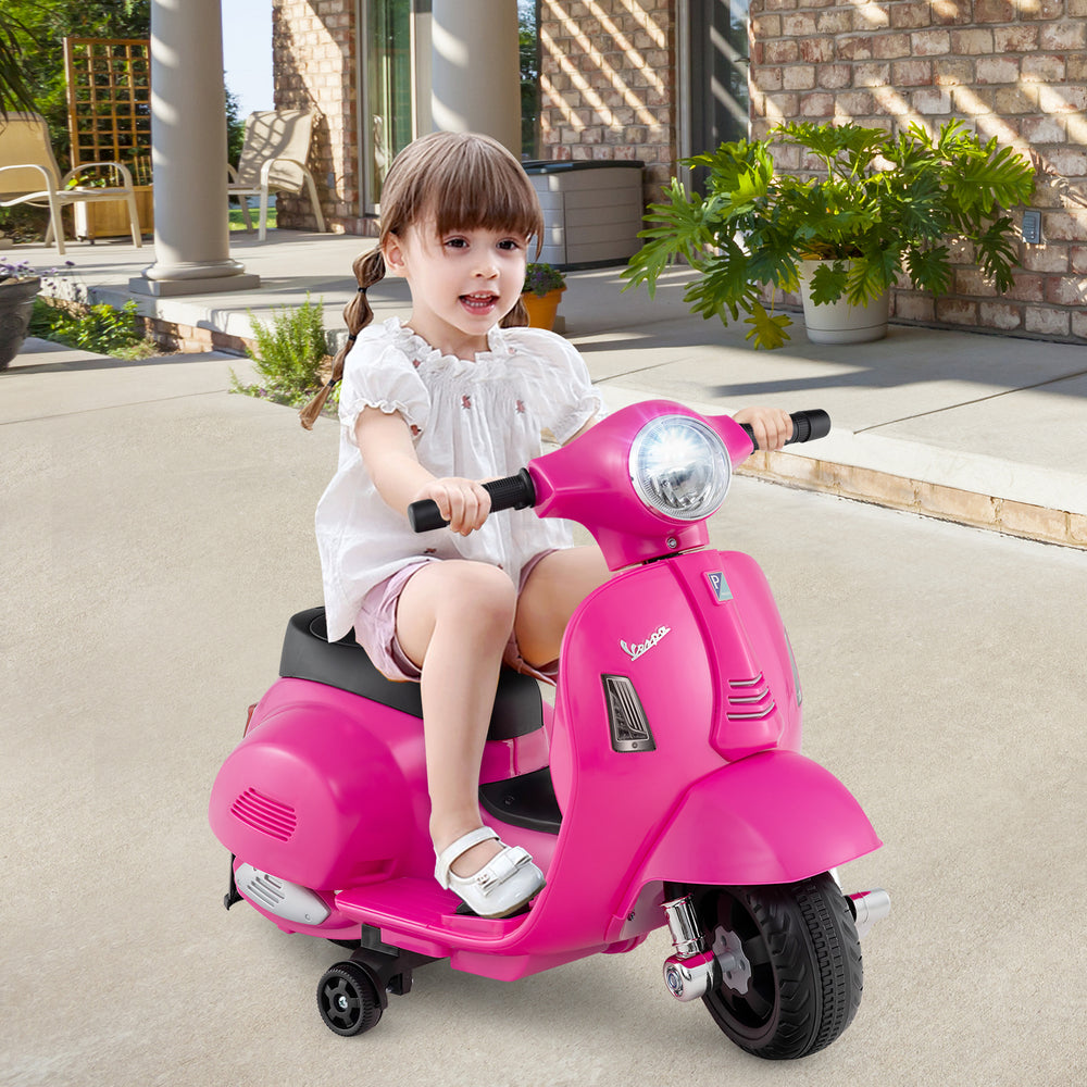 Kids Ride on Motorcycle Licensed Vespa with LED Headlight and Horn Sound-Pink - Gallery View 1 of 10