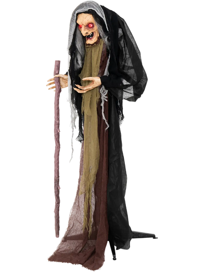 Costway Life Size Animatronic Witch Pre-Recorded Phrases Halloween Decor 97658431 New
