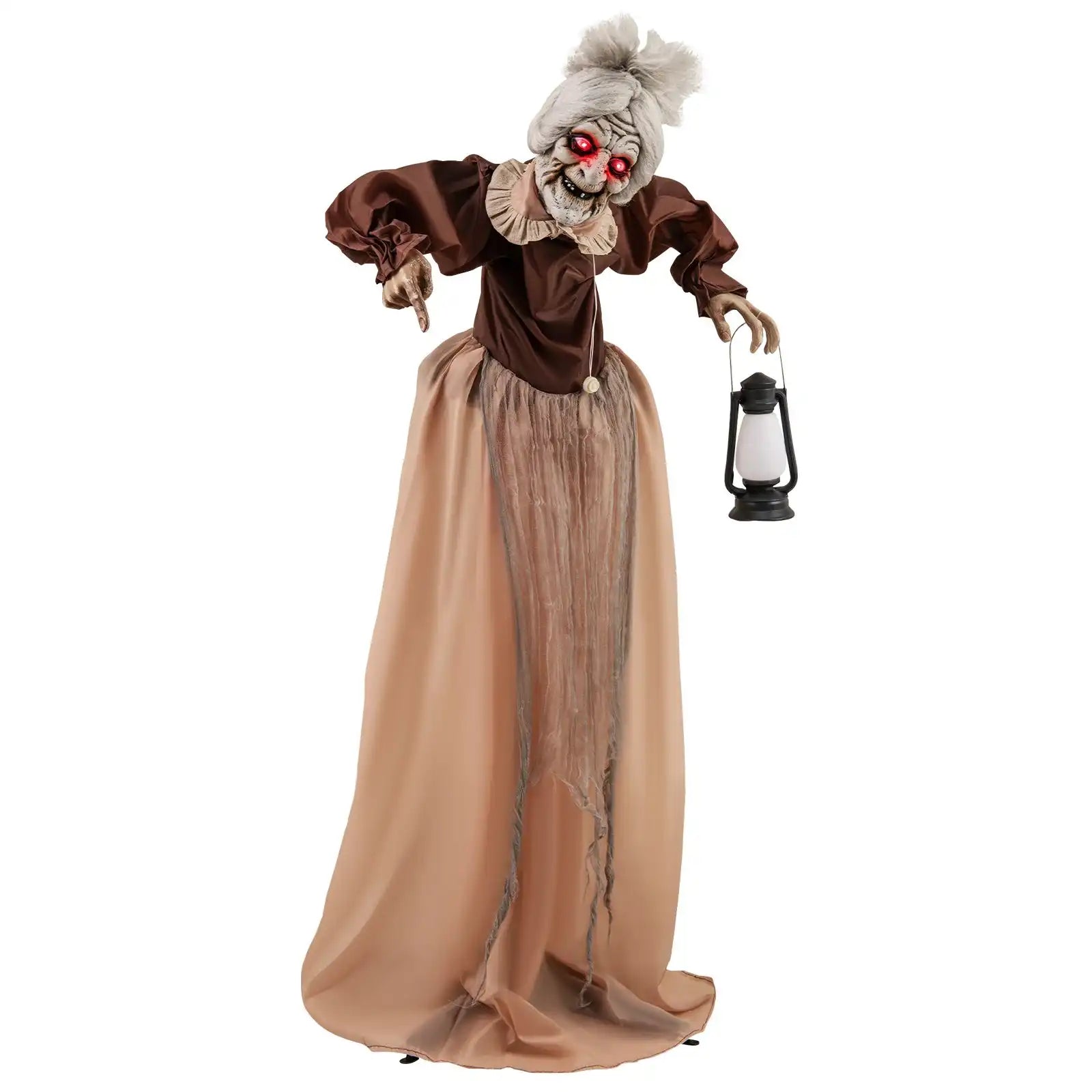 Costway Life-Size Halloween Animatronic Moving Talking Old Lady Hag Prop 89657134 New