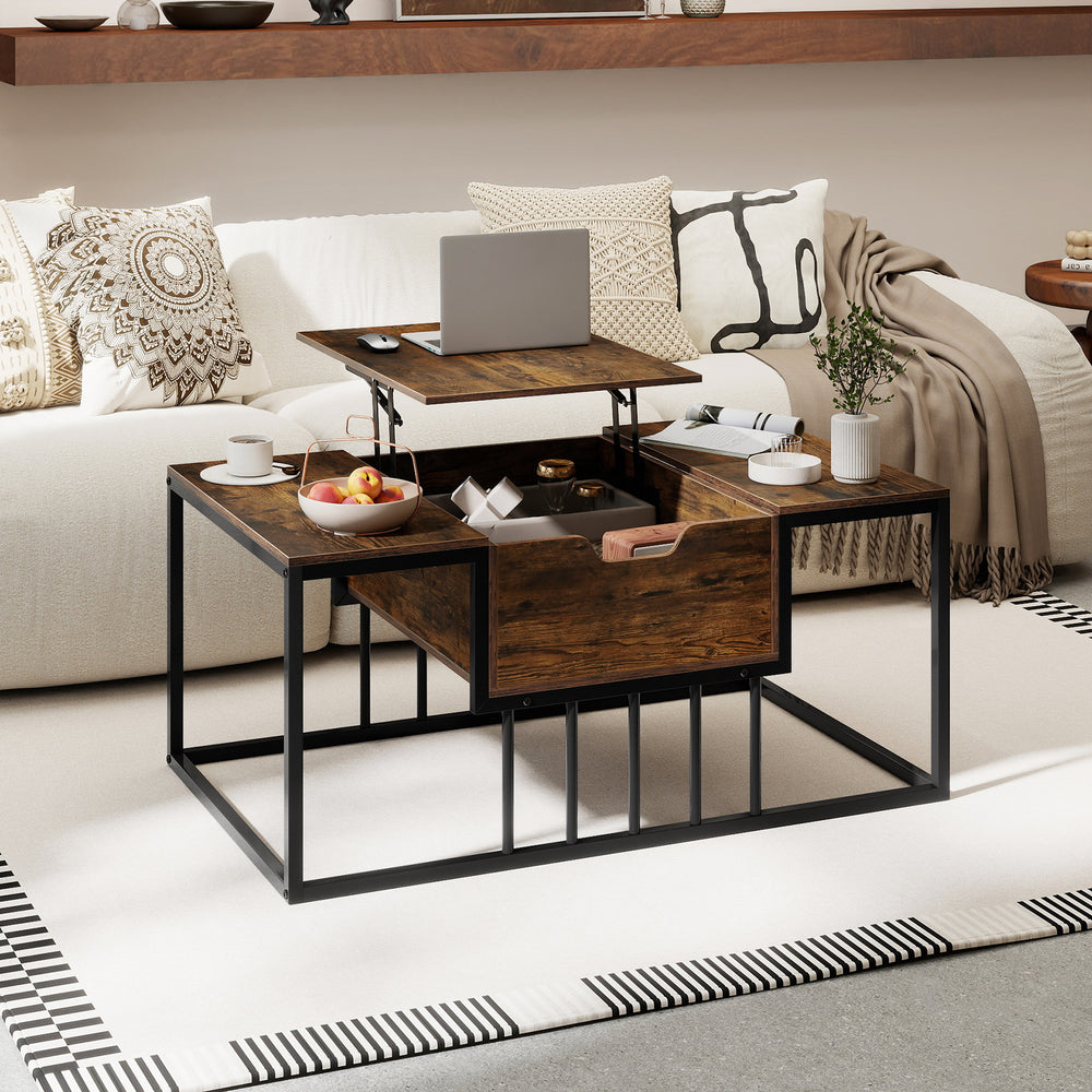Lift Top Coffee Table Modern Center Table with Hidden Storage Compartment-Rusitc Brown - Gallery View 1 of 11