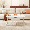 Lift top coffee table in white with hidden storage compartment, perfect for versatile use in modern living spaces.
