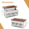 Coffee table with hidden storage compartment, featuring a lift top, three open cubes, and modern white design.