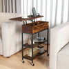 Lift Top End Table with Charging Station and Universal Wheels-Rustic Brown - Gallery View 1 of 10