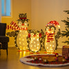 Three light-up penguin Christmas decorations with 194 LED lights, perfect for festive indoor or outdoor holiday.