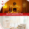 Set of 3 lighted birch trees in 4, 5, and 6 ft heights with warm white LED lights for festive indoor and outdoor decor.