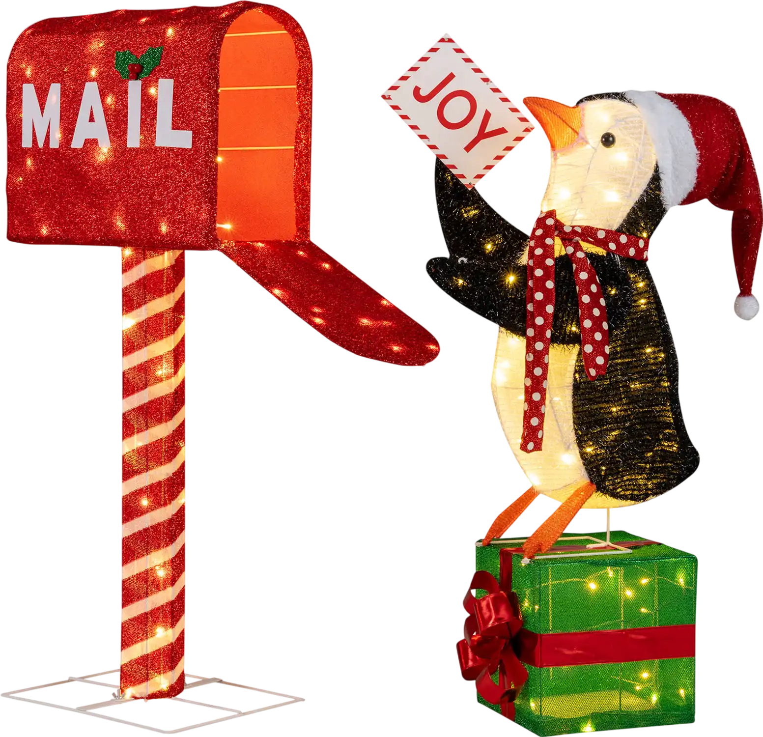 Costway Lighted Penguin Mailbox 3D Pre-Lit Christmas Holiday Decoration 82256109 New