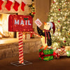 Lighted Christmas decoration featuring a mailbox and penguin with 160 warm-white LED lights, perfect for festive.