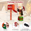 Lighted Christmas decoration featuring a mailbox and penguin on a gift box, with 160 warm-white LED lights for festive.
