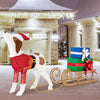 Pre-lit outdoor Christmas dog and sleigh with 170 warm lights, perfect for festive porch decoration.