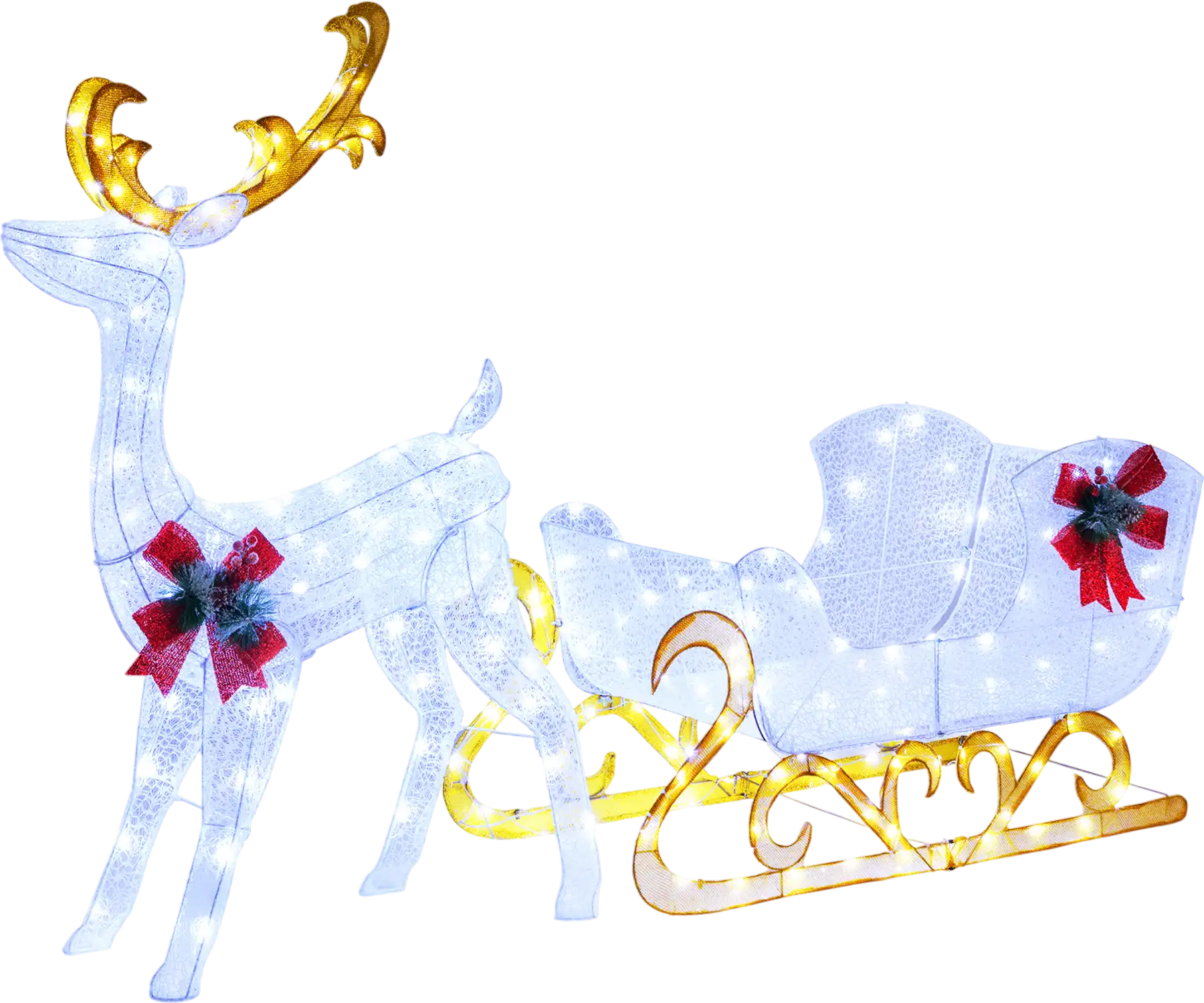Costway 6' Christmas Lighted Reindeer & Santa Sleigh Decoration 59781463 New