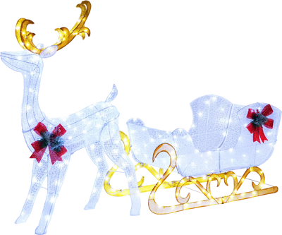 Costway 6' Christmas Lighted Reindeer & Santa Sleigh Decoration 59781463 New