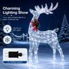 Lighted Christmas reindeer decoration with 170 cold white LED lights, featuring a sturdy metal frame for outdoor display.