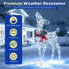 Lighted Christmas reindeer decoration with 170 cold white LED lights, sturdy metal frame, and festive bow for outdoor display.