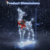 Lighted Christmas reindeer decoration with 170 cold white LED lights, measuring 34.5 inches tall for festive displays.