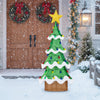 3D mesh Christmas tree with 34 colorful bulbs and star topper, perfect for outdoor holiday decoration.