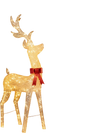 Golden Christmas reindeer with motorized head-shaking feature, adorned with a festive bow, ideal for outdoor holiday cheer.