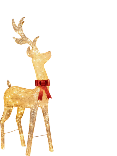 Costway Lighted Golden Christmas Reindeer 130 Warm Yellow LED Holiday Decor 79716575 New