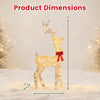 Lighted golden Christmas reindeer with dimensions of 62 inches tall and 26 inches wide, perfect for festive outdoor displays.