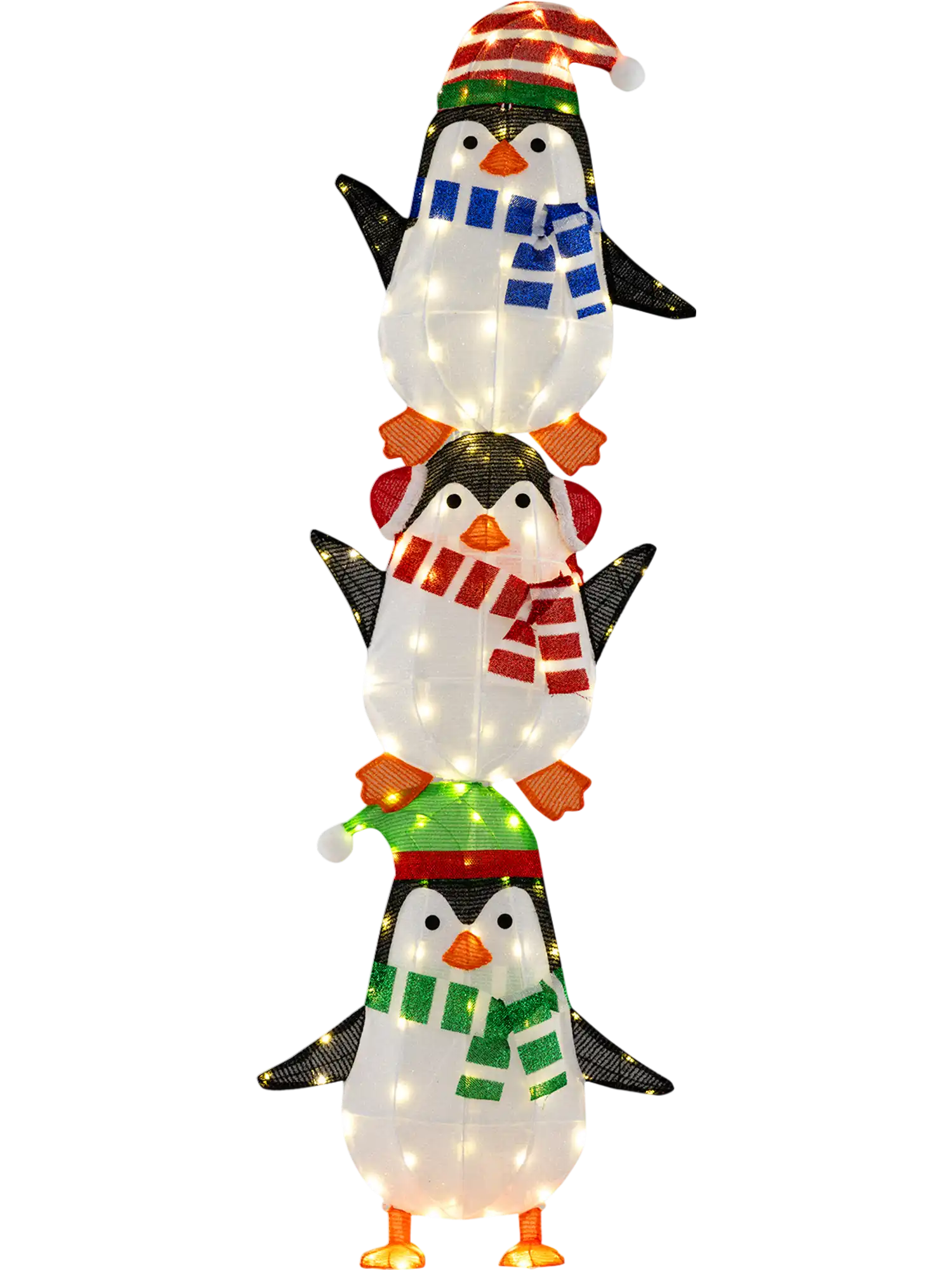 Costway Lighted Christmas Penguin Decoration Warm White Lights Cute Hats 24353662 New