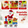 Lighted Santa on train decoration with gift boxes and illuminated wheels, perfect for festive indoor and outdoor.