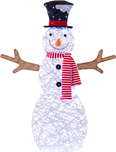 Costway Lighted Snowman Christmas Decoration Cold White LED Lights 57809032 New