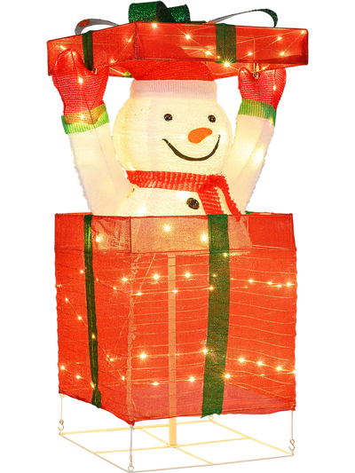 Costway Lighted Snowman Gift Box Christmas Inflatable 41135228 New